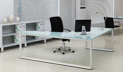 Glass table top for offices